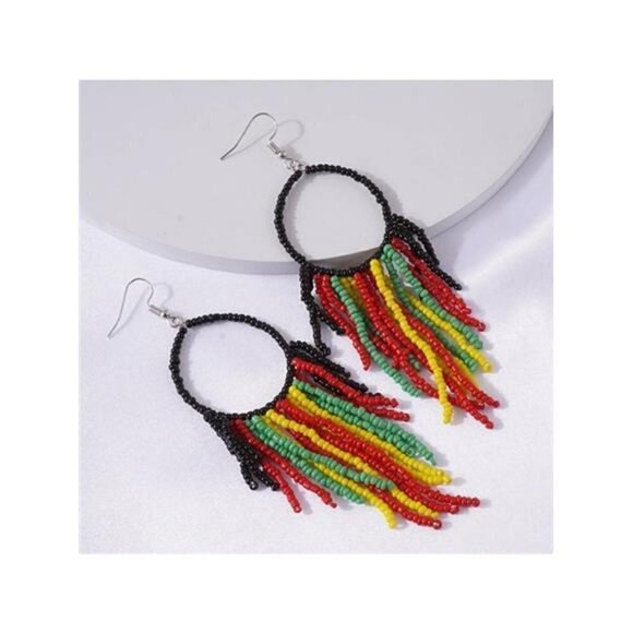 Island Time Fashion Bead Tassel Women's Drop Earrings - Picture 4 of 10